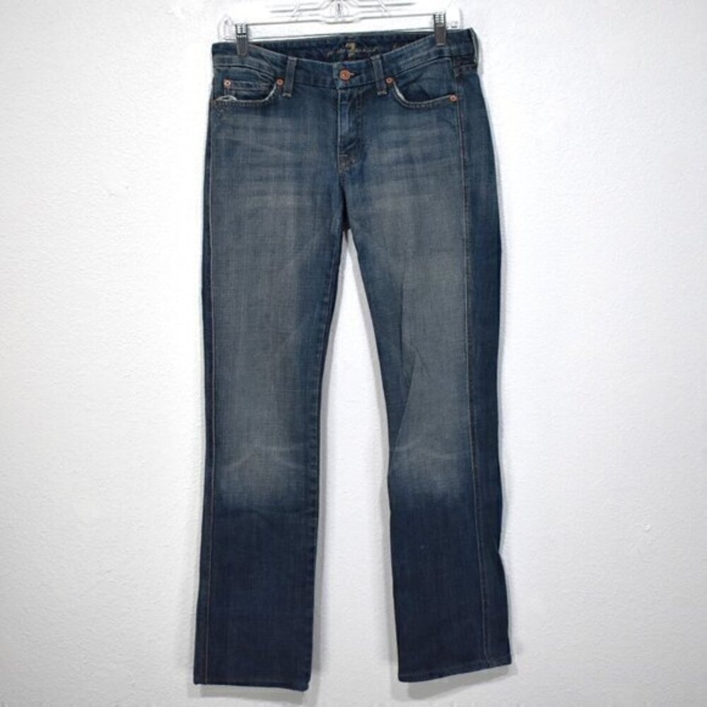 7 For‎ All Mankind Kale Blue Jeans size 27 Gently Used Condition has some flaws